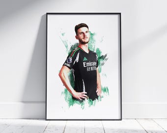May include: A black and green soccer jersey with white accents. The jersey has the text "Emirates Fly Better" on the front. The player is wearing the jersey and has a green and white background.