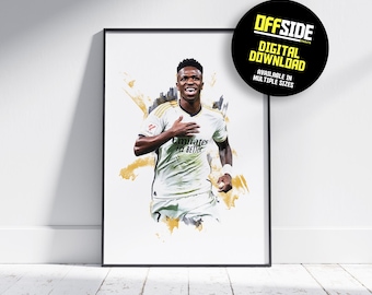 Vinicius Junior - 2023/24 - Home Kit - Digital Football Poster - Digital Football Print - Instant Download