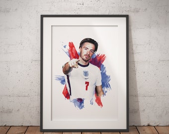 Lámina artística de Jack Grealish, estrella del fútbol inglés
