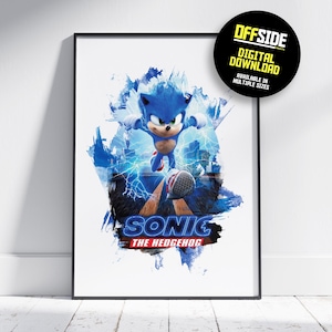 Sonic - Póster de película - Póster de película digital - Impresión digital de película - Sonic the Hedgehog - Arte para habitación de niños - Descarga instantánea