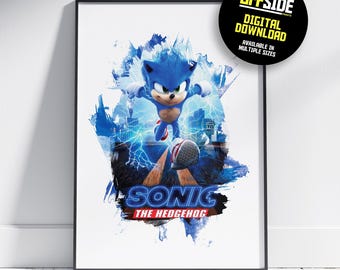 Sonic - Movie Poster - Digital Movie Poster - Digital Movie Print - Sonic the Hedgehog - Kids Room Art - Instant Download