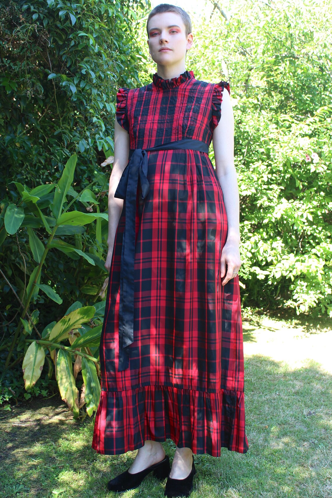 Tartan Taffeta Maxi Dress size small / xs Etsy