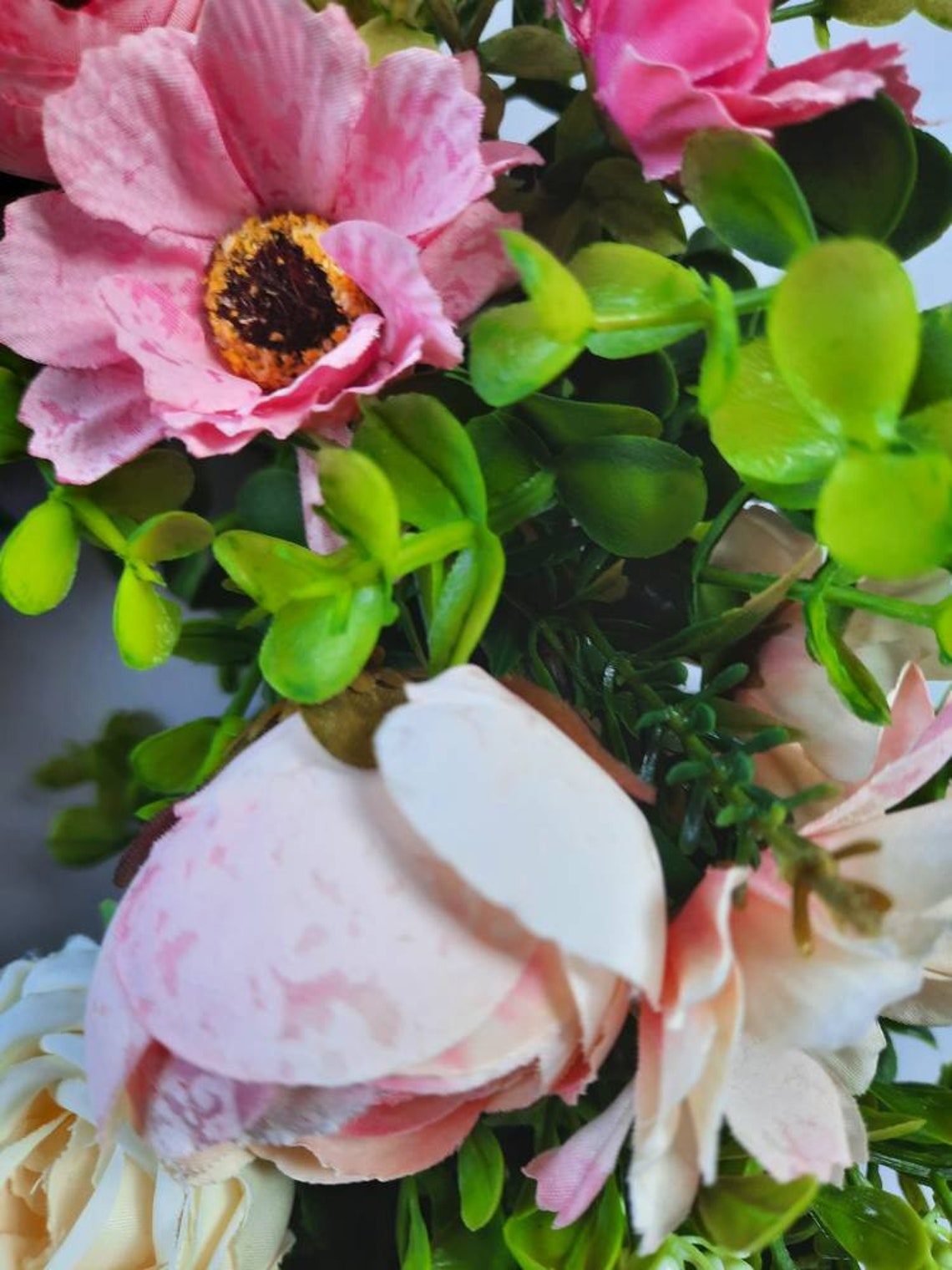 Frühling Sommer Haustür Kranz mit kleinen rosa Rosen Buchsbaum | Etsy