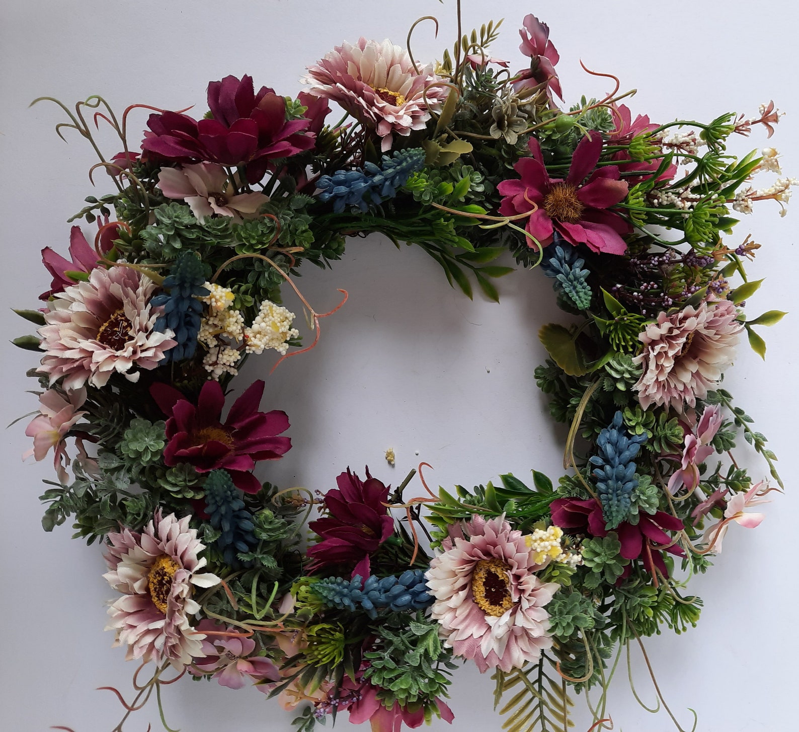 Front door wreath Bohemian floral wreath with purple and blue Etsy