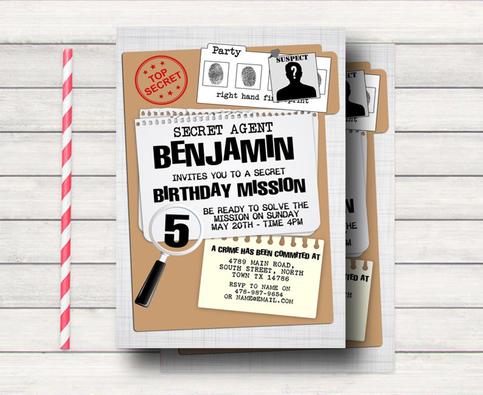 Secret Agent Invitation Spy Party Invitation Detective Etsy