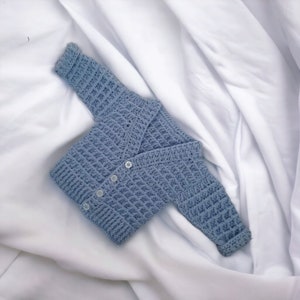 Gehäkelte Baby Strickjacke: Waffel Stich, Soft Acryl