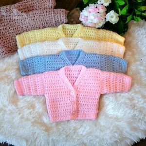 Handmade baby cardigan ,unisex cardigan , newborn gift idea, Childs knit cardigan ,Crochet knitted Baby Cardigan, Newborn Baby Cardigan