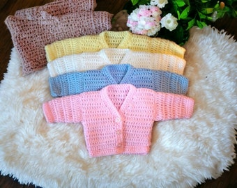 Handmade Crochet Baby Cardigan: Soft Acrylic Knit Sweater