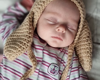 Bunny crochet bonnet , handmade from newborn, newborn baby photoshoot prop