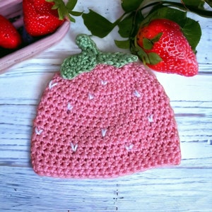 Strawberry crochet hat , handmade from newborn, perfect gift this summer!