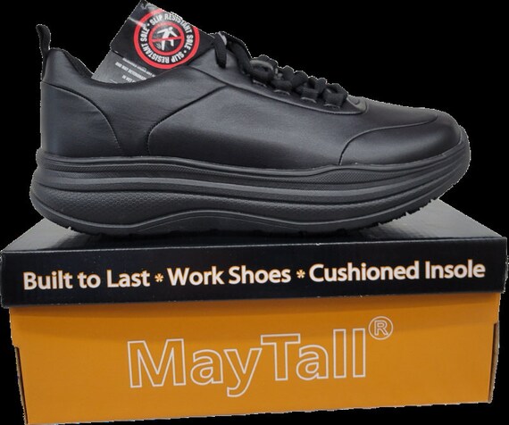 Shoes Men Black Comfort Cushioned Work Slip Resistant Lace up All