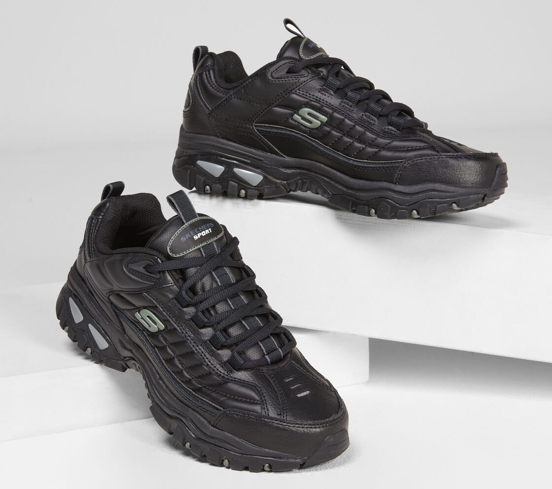 Anmeldelse Byttehandel margen Skechers Black Shoes Men Sport Train Soft Leather Sneaker - Etsy