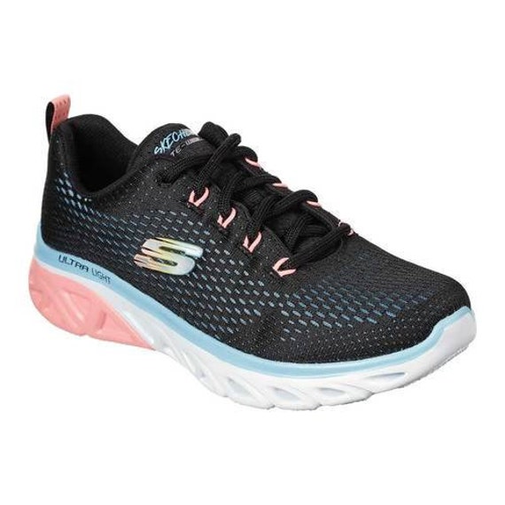 Skechers Black Pink Shoes Air Memory Foam Glide Step Etsy