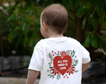 Personalised organic Valentines day kids t-shirt