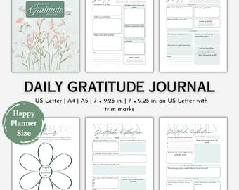 Printable Gratitude Journal: Daily, Weekly, Monthly Reflections (PDF)