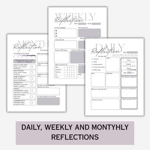 Monthy Reflections Printable Self-reflection Journal: Daily, Weekly & Monthly Reflection ...