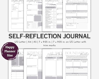 Printable Self-Reflection Journal: Daily, Weekly & Monthly Reflection Worksheets + Self-Discovery Pack PDF