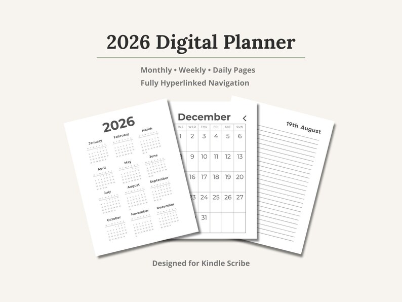 2026 Kindle Scribe Planner Bundle | Daily Planner + Wellness Journal ...