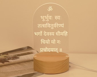 Lámpara de mantra Gayatri / OM / Hindú / Luz acrílica 3D / Decoración del hogar / Regalos /