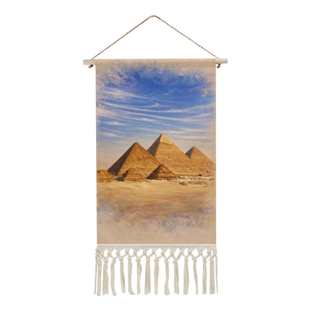 Hanging Faed Pyramid Sign The Great Pyramids Hanging Linen Banner - Etsy