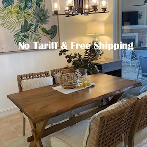 Handmade Walnut Dining Table: Live Edge Farmhouse Dinner Table