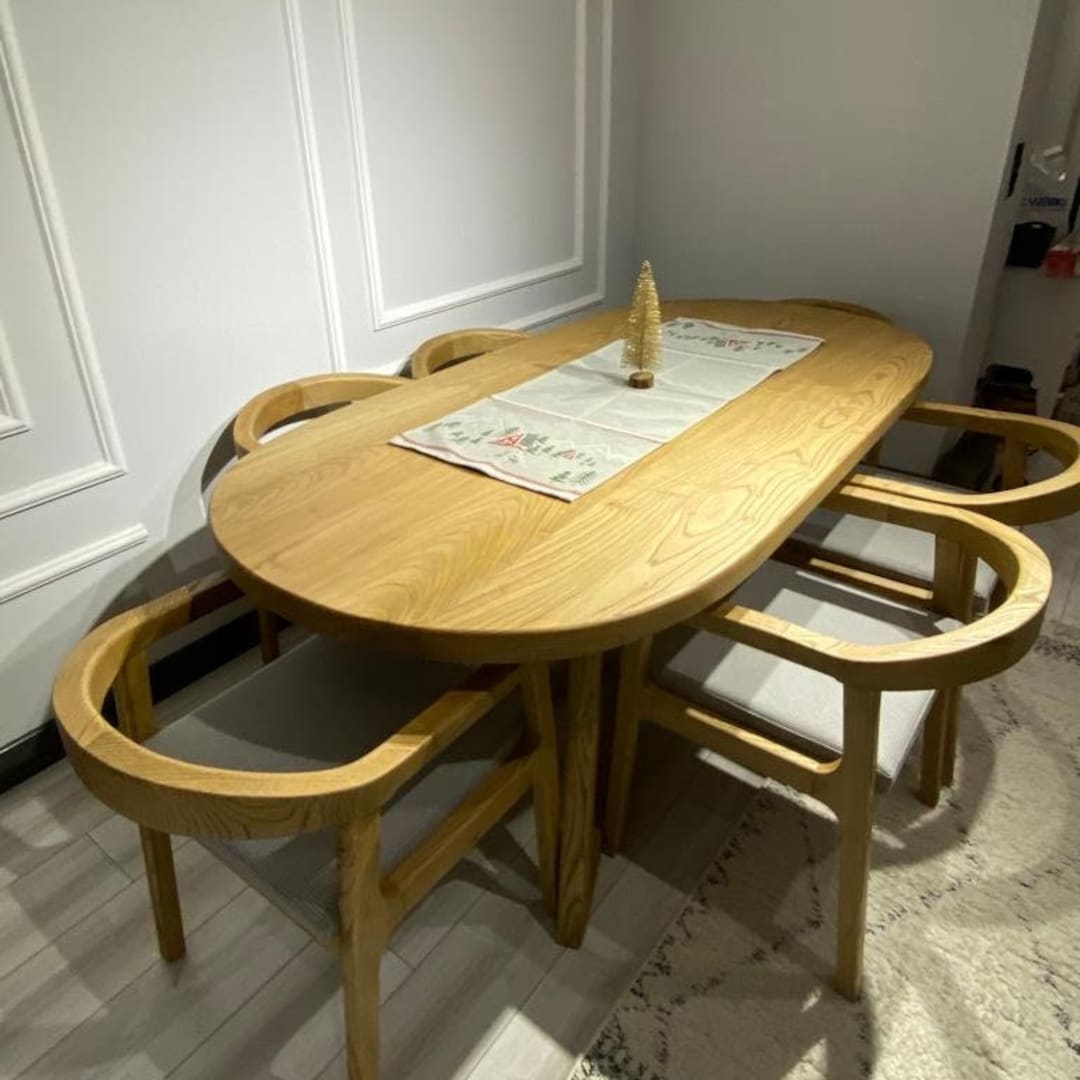 Oval Dining Table, Solid Wood Dining Table, Kitchen Table, Wooden Table