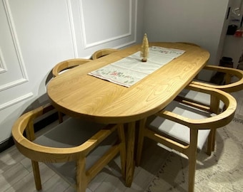 Oval dining table, solid wood dining table, kitchen table, wooden table, rustik table, farmhouse table, dining room table