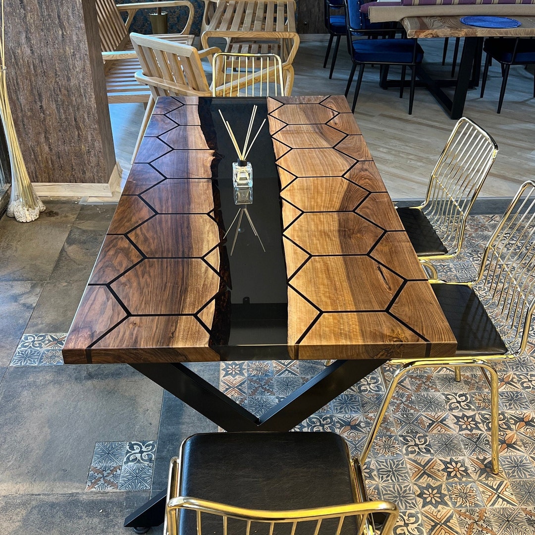 Made to Order Epoxy Table Dining Room Natural Walnut Wood