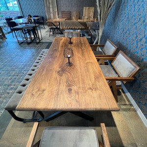 Straight edge walnut dining table, solid wood dining table, kitchen table, walnut dining table, dine table, farmhouse table