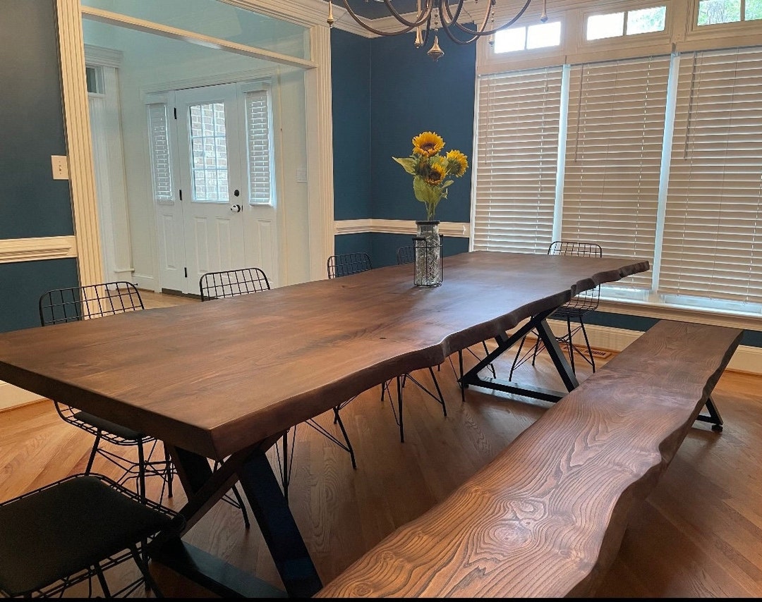Live Edge Dining Table, Solid Wood Dining Table, Kitchen Table, Wooden