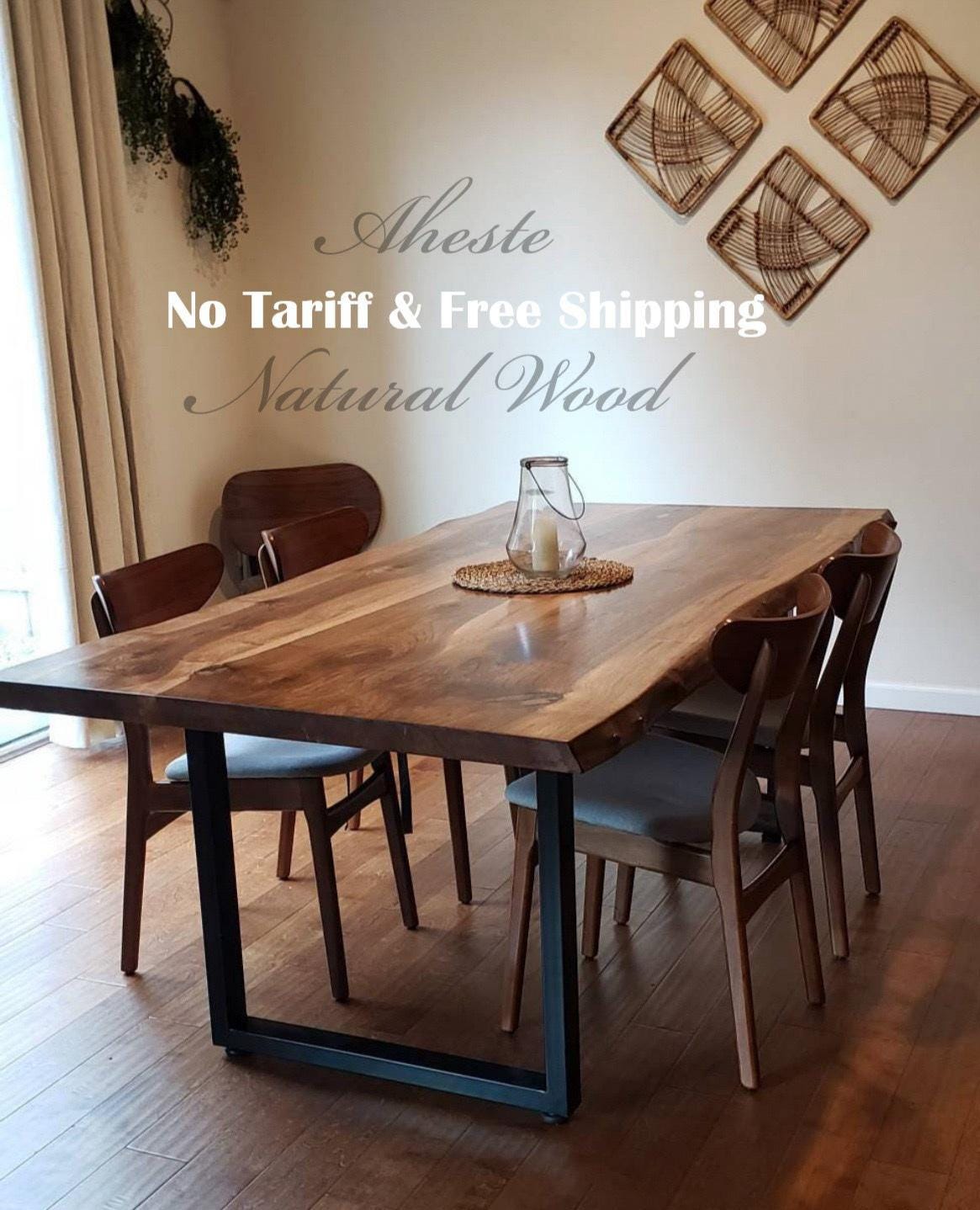 Handcrafted Walnut Live Edge Dining Table with Bench: Modern Farm Table