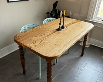 Solid Wood Oval Kitchen Table: Rustic Farmhouse Table, Dining Table