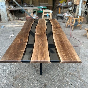 Custom Order Walnut Epoxy Dining Table, Epoxy Table, Dining Room Table, Live Edge Table, Epoxy Kitchen Table, Solid Wood Table