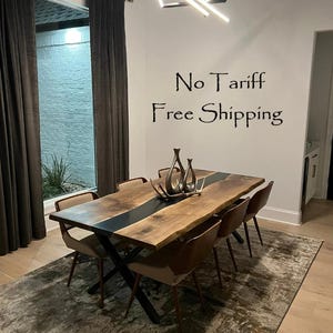 Handcrafted Epoxy Resin Dining Table | Live Edge Wood Desk | Custom Kitchen Furniture | Luxury Gift