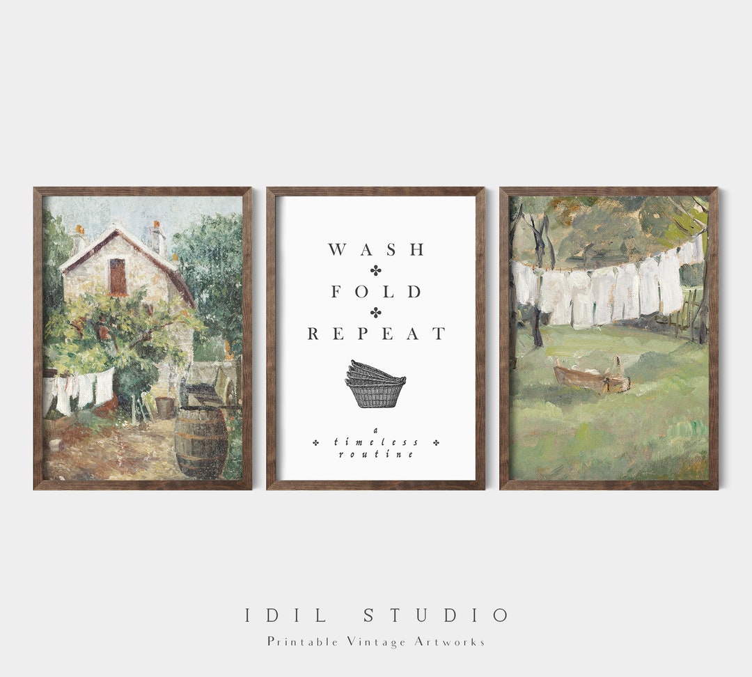 Vintage Laundry Print Set of 3 | Antique Laundry Room Painting | Rustic ...