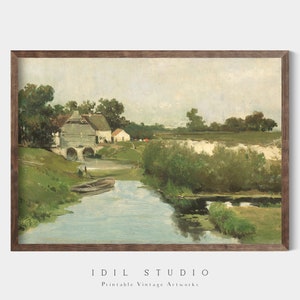 Countryside Oil Painting | Cottagecore Rustic Landscape Spring Nature Wall Art PRINTABLE | 178
