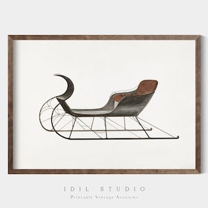 Vintage Sleigh Print | Antique Winter Holiday Decor | Christmas Wall Art PRINTABLE | 256