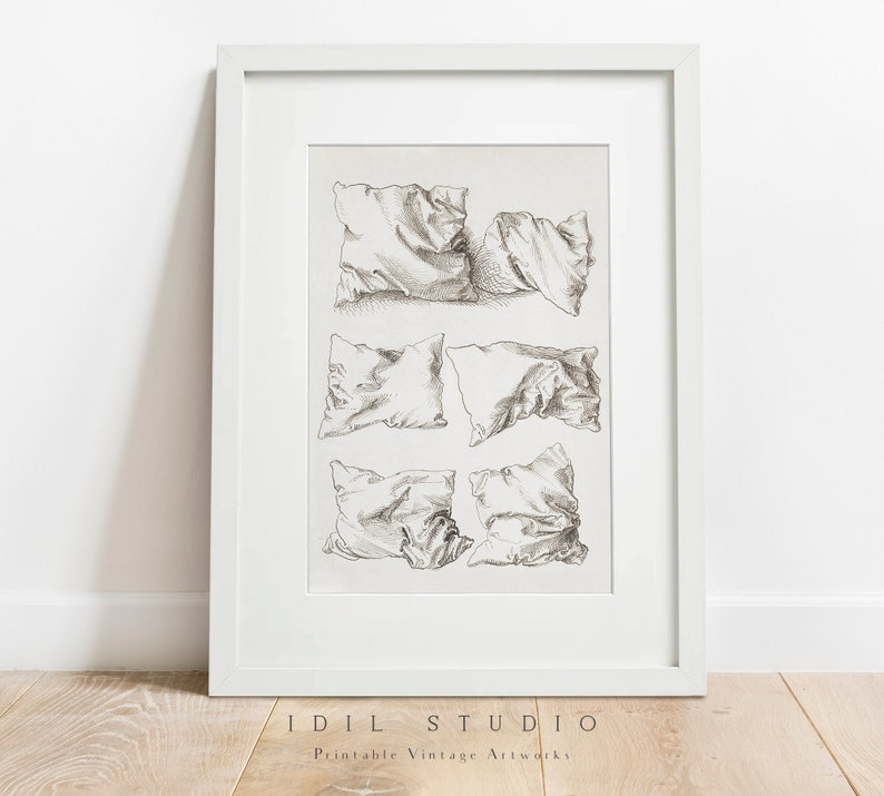 Rustic Bedroom Decor Neutral Pillow Drawing Vintage Bedroom Wall Art