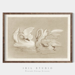 Vintage Swan Sketch | Soft Aesthetic Rustic Swan Art | Animal Wall Art PRINTABLE | 143