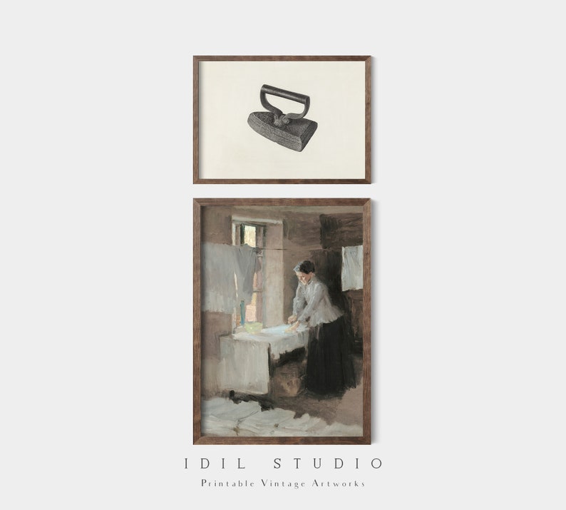 Vintage Laundry Room Art | Rustic Clothes Ironing Painting | Laundry ...