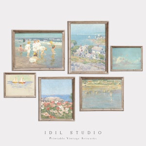 Set di gallerie per la stanza delle ragazze vintage / Decorazioni rustiche per la sala giochi / Scene di gioco in spiaggia / Stampe estive per bambini / Arte murale per la stanza dei bambini in stile costiero STAMPABILE