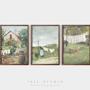 Vintage Laundry Print Set of 3 | Antique Laundry Room Painting | Rustic Laundry Wall Art PRINTABLE