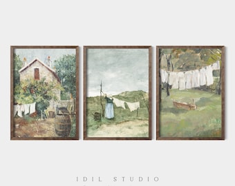 Vintage Laundry Print Set of 3 | Antique Laundry Room Painting | Rustic Laundry Wall Art PRINTABLE