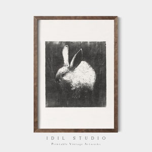 Vintage Kids Room Wall Decor | Rustic Rabbit Sketch | Antique Bunny Drawing | Neutral Easter Bunny Poster | Animal Wall Art PRINTABLE | 332