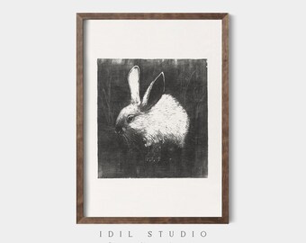 Vintage Kids Room Wall Decor | Rustic Rabbit Sketch | Antique Bunny Drawing | Neutral Easter Bunny Poster | Animal Wall Art PRINTABLE | 332