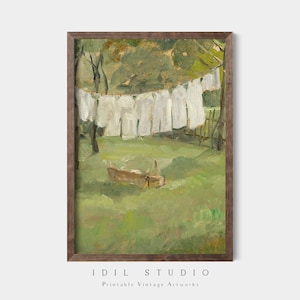 Vintage Laundry Line Painting | Rustic Laundry Room Decor | Clothesline Laundry Room Wall Art PRINTABLE | 337