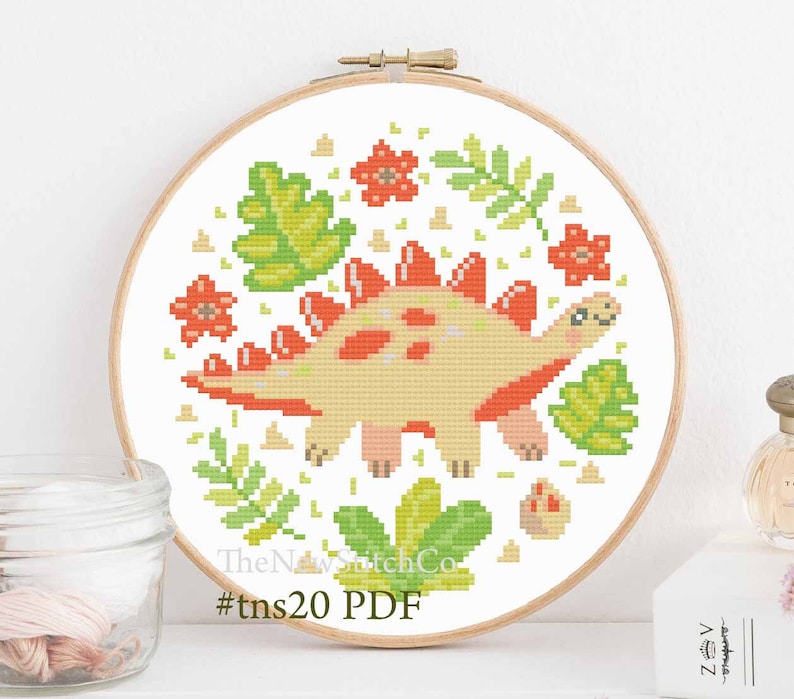 Cute Dinosaur Cross Stitch Pattern or Kit Stegosaurus Nursery Etsy
