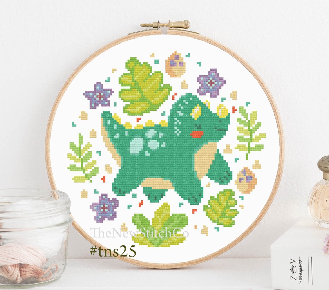 Cute Dinosaur Cross Stitch Kit or Pattern for Download Instant Etsy