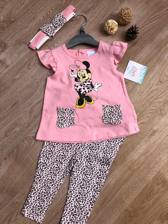 Disney Baby Girls Minnie Mouse T shirt Leggings and Headband Outfit 3 24 Months Etsy