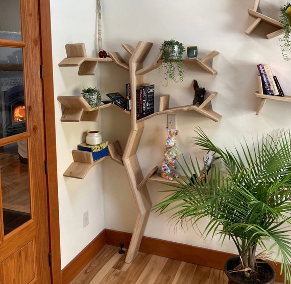 Buy Solid Oak tree Shelf yew Tree tree Bookcase farmhouse Shelf bookshelf oak Shelf nursery Shelf rustic Shelf bedroom Shelf kitchen Shelf Online in India Etsy